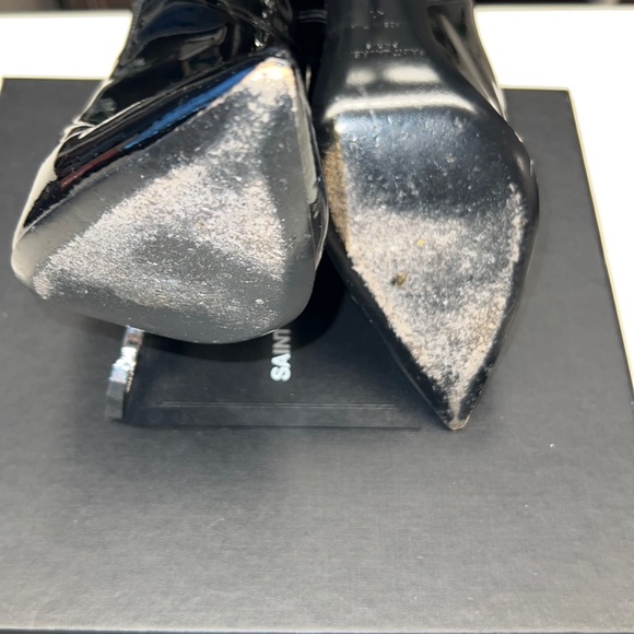 Classic Saint Laurent Women’s Patent Leather Opyum Logo Heel Boots - Picture 4 of 4